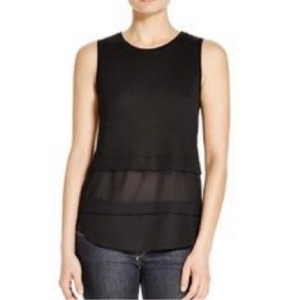 Michael Kors Black Layered Chiffon Tank Top